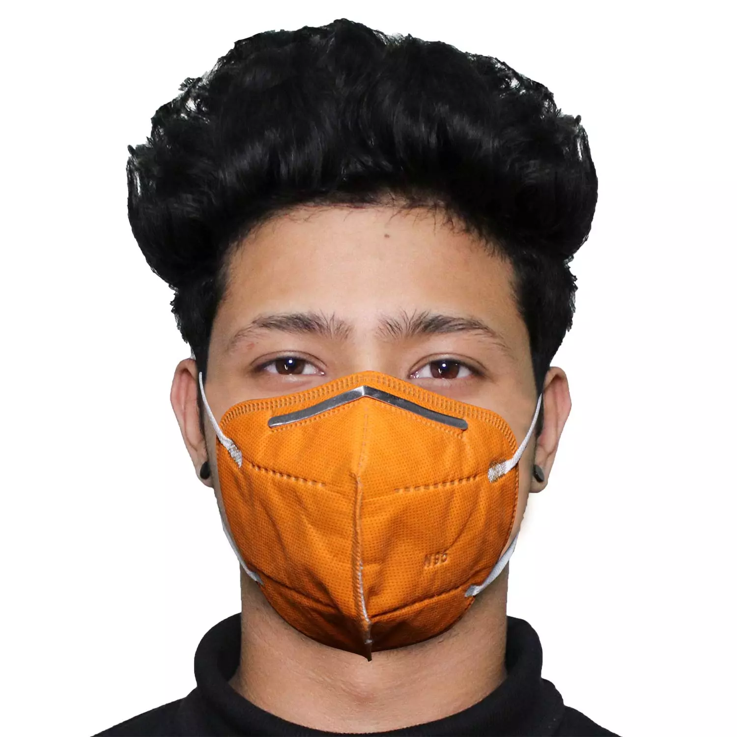 Oriley N95 5 Layer Disposable Face Mask with Nose Pin and Earloop Orange (Pack of 2 Pcs)