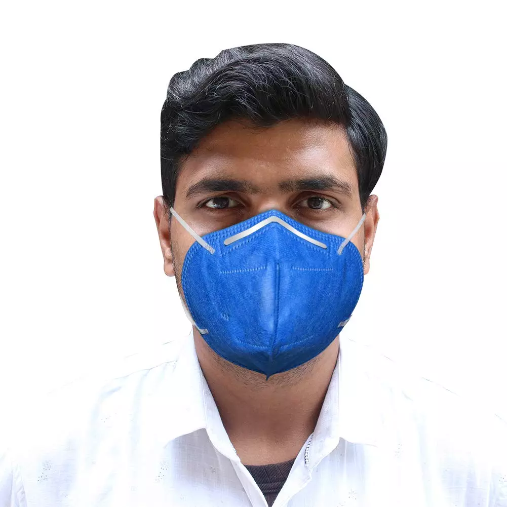 Oriley N95 5 Layer Disposable Face Mask with Nose Pin and Earloop Blue (Pack of 2 Pcs)