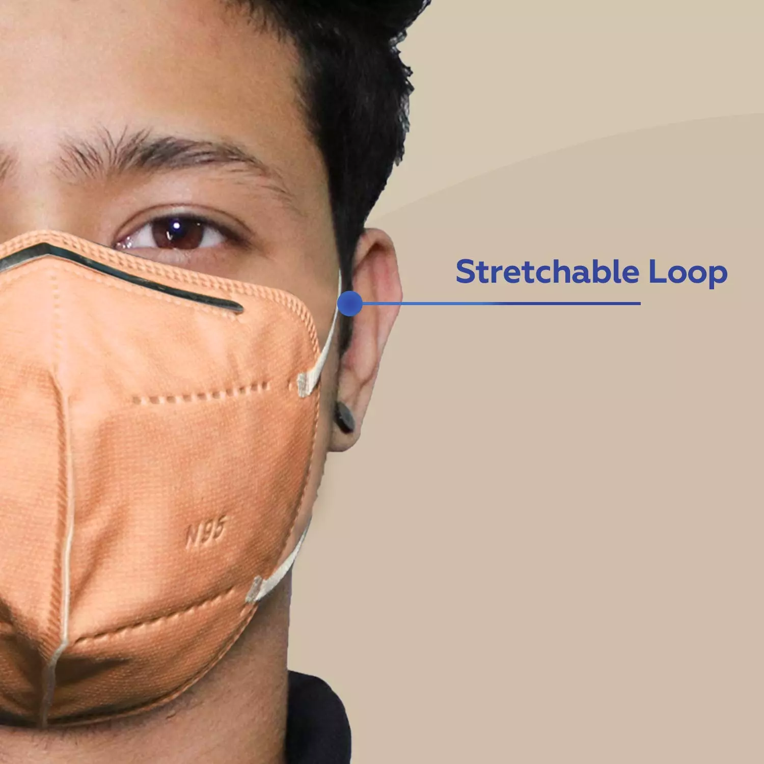 Pivalo N95 5 Layer Disposable Face Mask with Nose Pin and Earloop Peach (Pack of 2 Pcs)