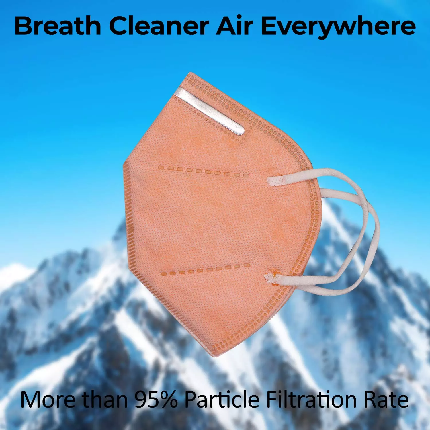 Pivalo N95 5 Layer Disposable Face Mask with Nose Pin and Earloop Peach (Pack of 2 Pcs)