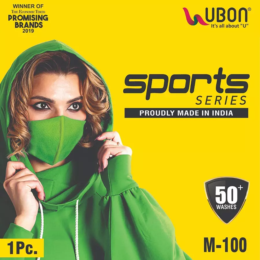 Ubon M-100-3 3 Layer Cotton Reusable Face Mask Green