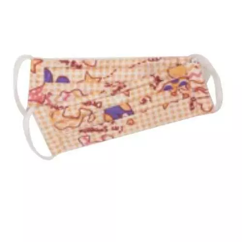 Ivillage Small Cotton Fabric Peach Baby Print Face Mask for Kids Set Mask01S_Printed4 (Pack of 100)
