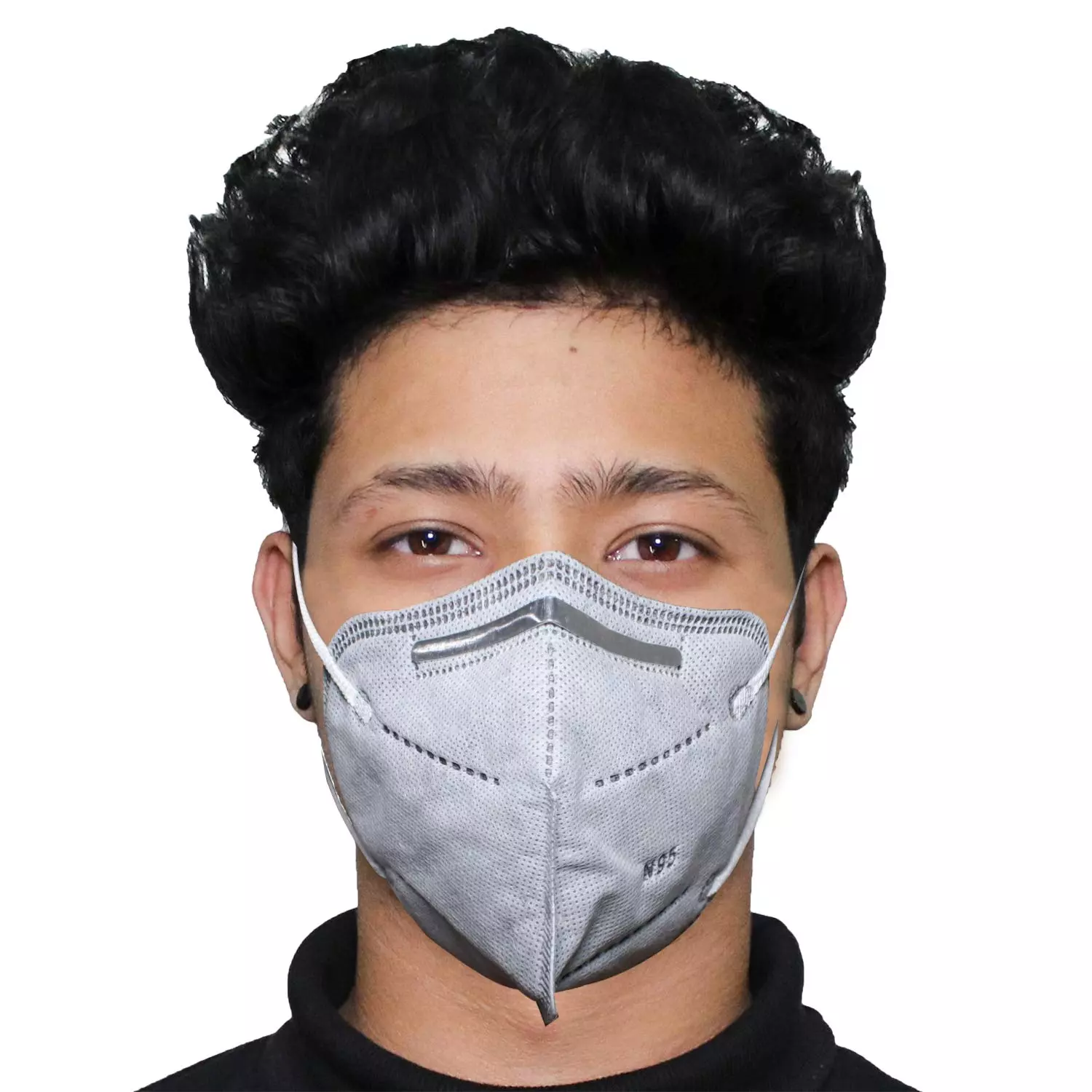 Zureni N95 5 Layer Disposable Kids Face Mask with Nose Pin and Earloop Grey (Pack of 2 Pcs)