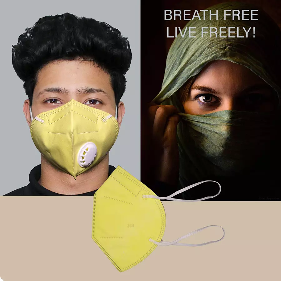 oriley-v-n95-5-layer-disposable-face-mask-with-nose-pin-yellow-v-n95-2y-pack-of-2-pcs