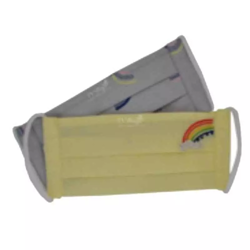 Ivillage Medium Cotton Fabric Rainbow Print & Yellow Face Mask for Kids Mask02S_Set6 (Pack of 1000)