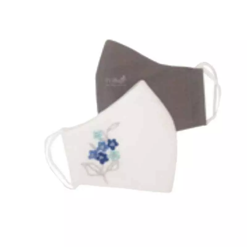Ivillage 2 Pcs Large Cotton Off White & Grey Organic 3 Layer Face Mask Set Mask07L_Set4 (Pack of 50)