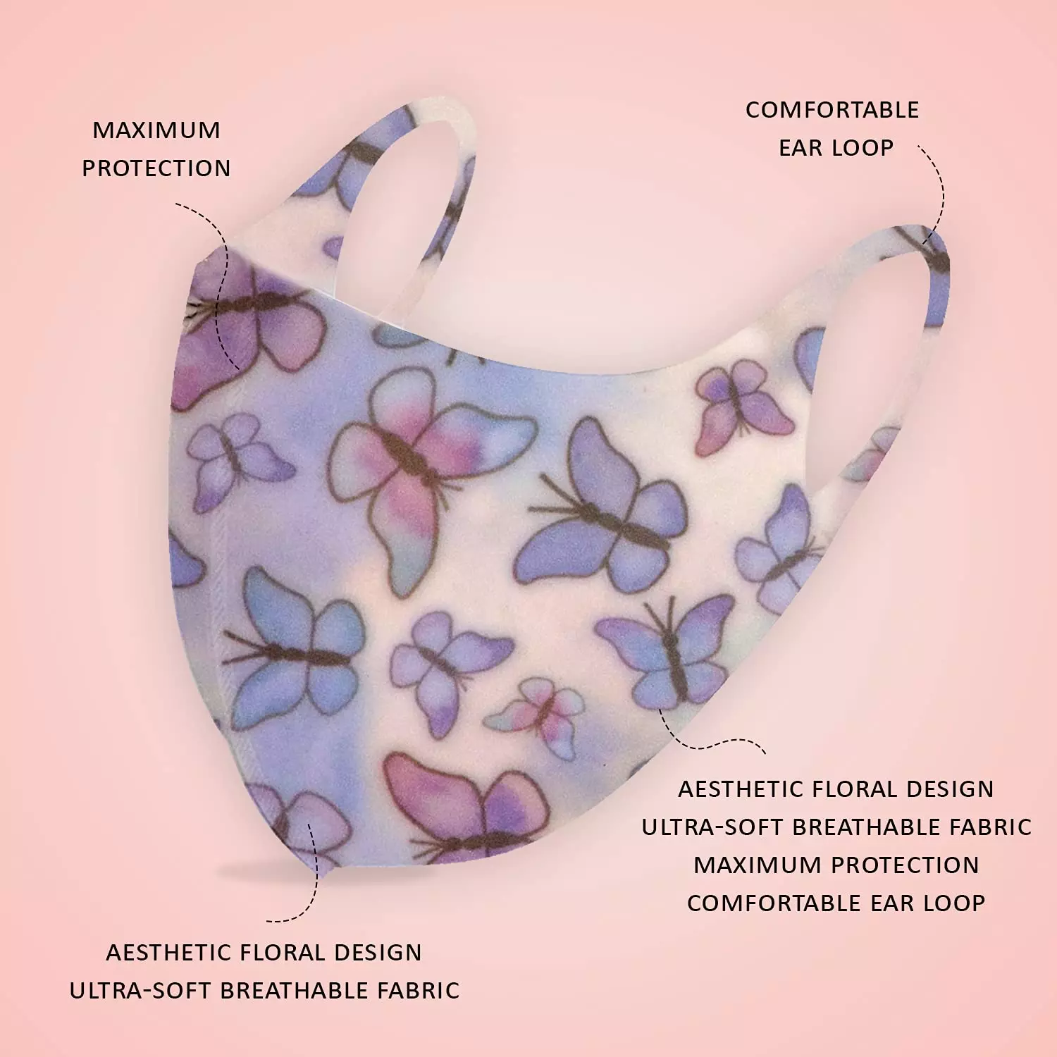 Oriley ORFRM10 Multilayer Reusable Female Face Mask (Pack of 6 Pcs)