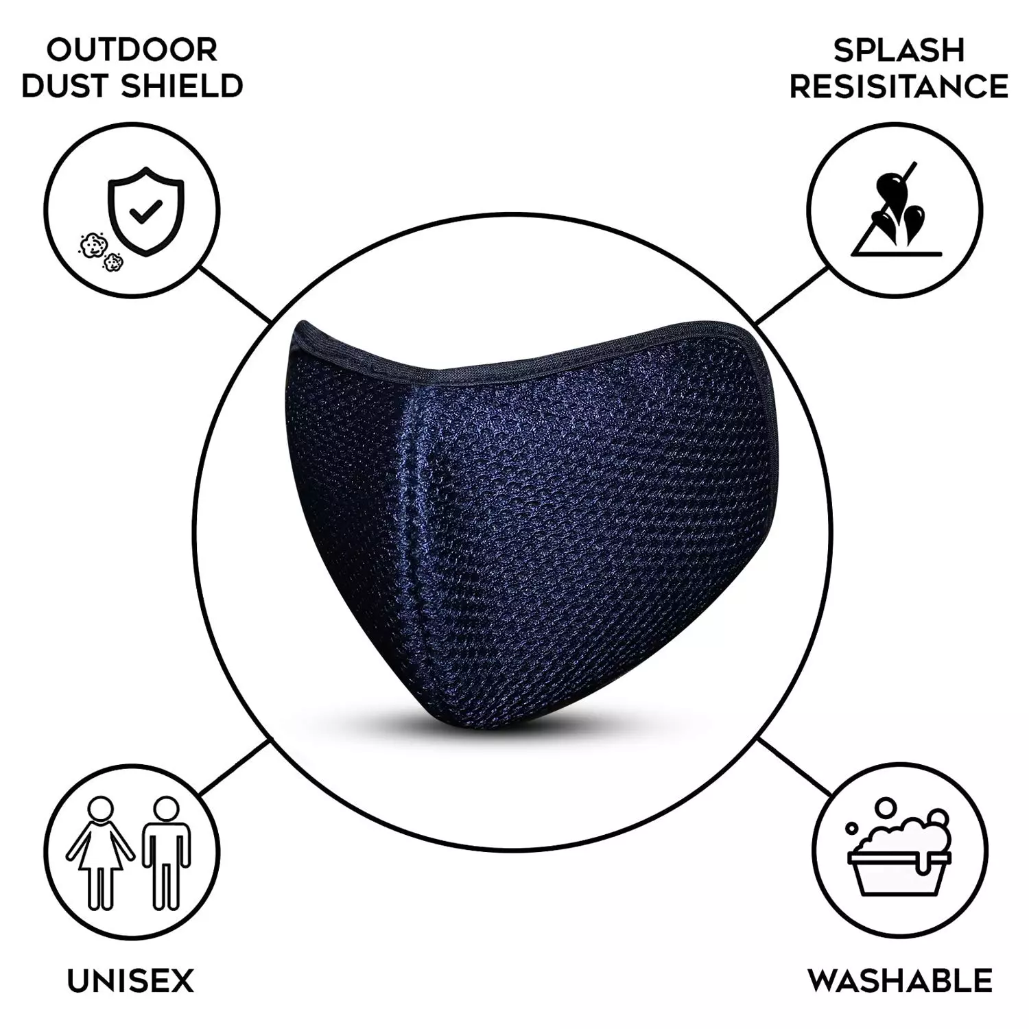Oriley ORSM08 Air Mesh 3 Layer Face Mask with Adjustable Headband Blue (Pack of 10 Pcs)