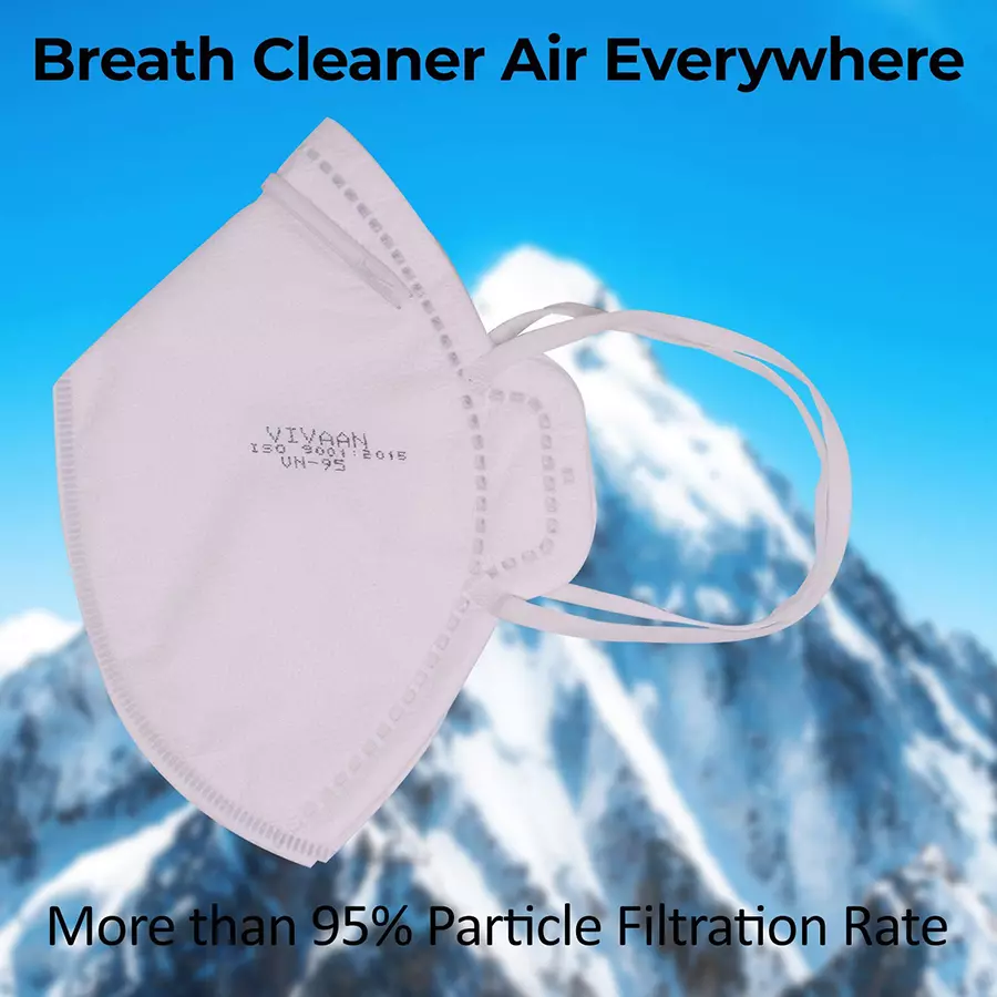 Thump V-N95 5 Layer Disposable Face Mask with Nose Pin White TH5147