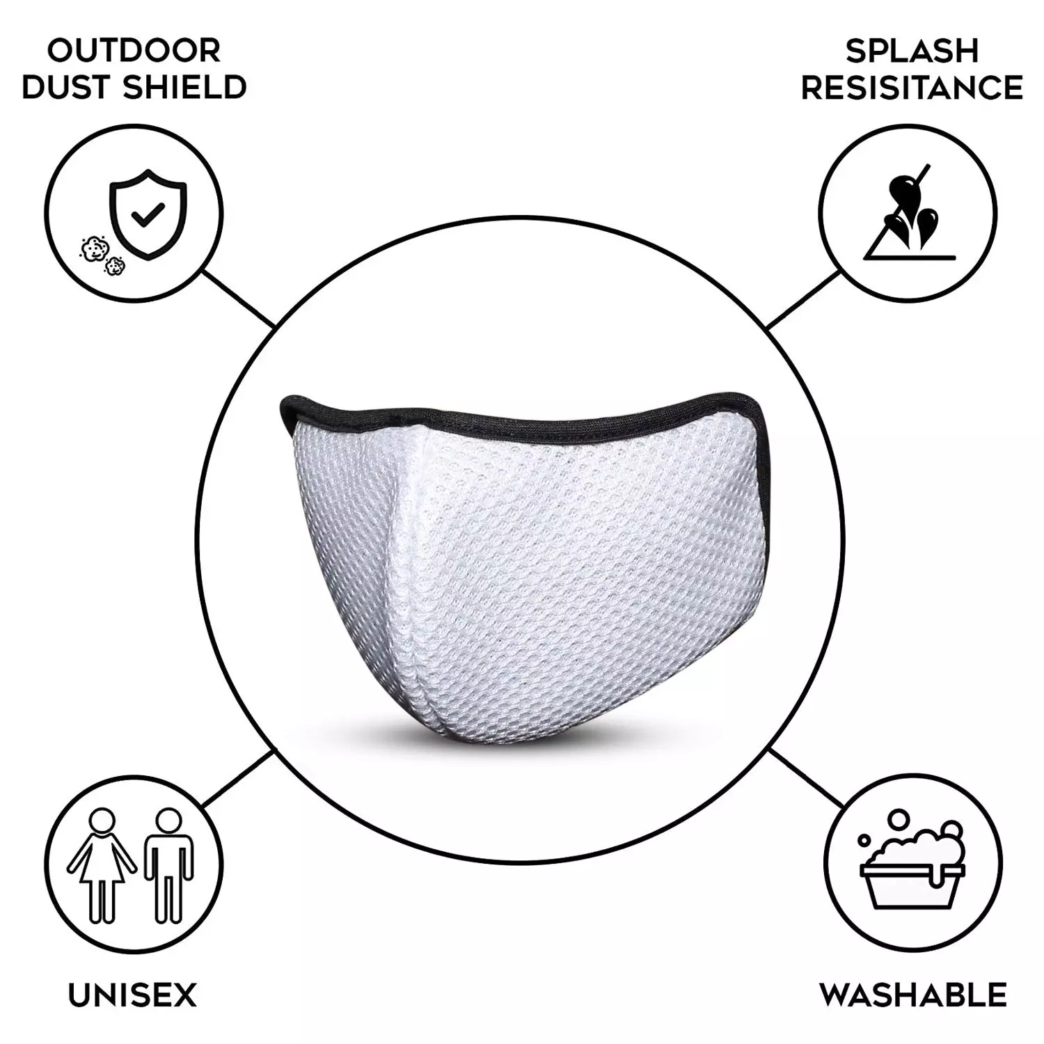 Oriley ORSM04 Air Mesh 3 Layer Face Mask with Adjustable Headband White (Pack of 10 Pcs)