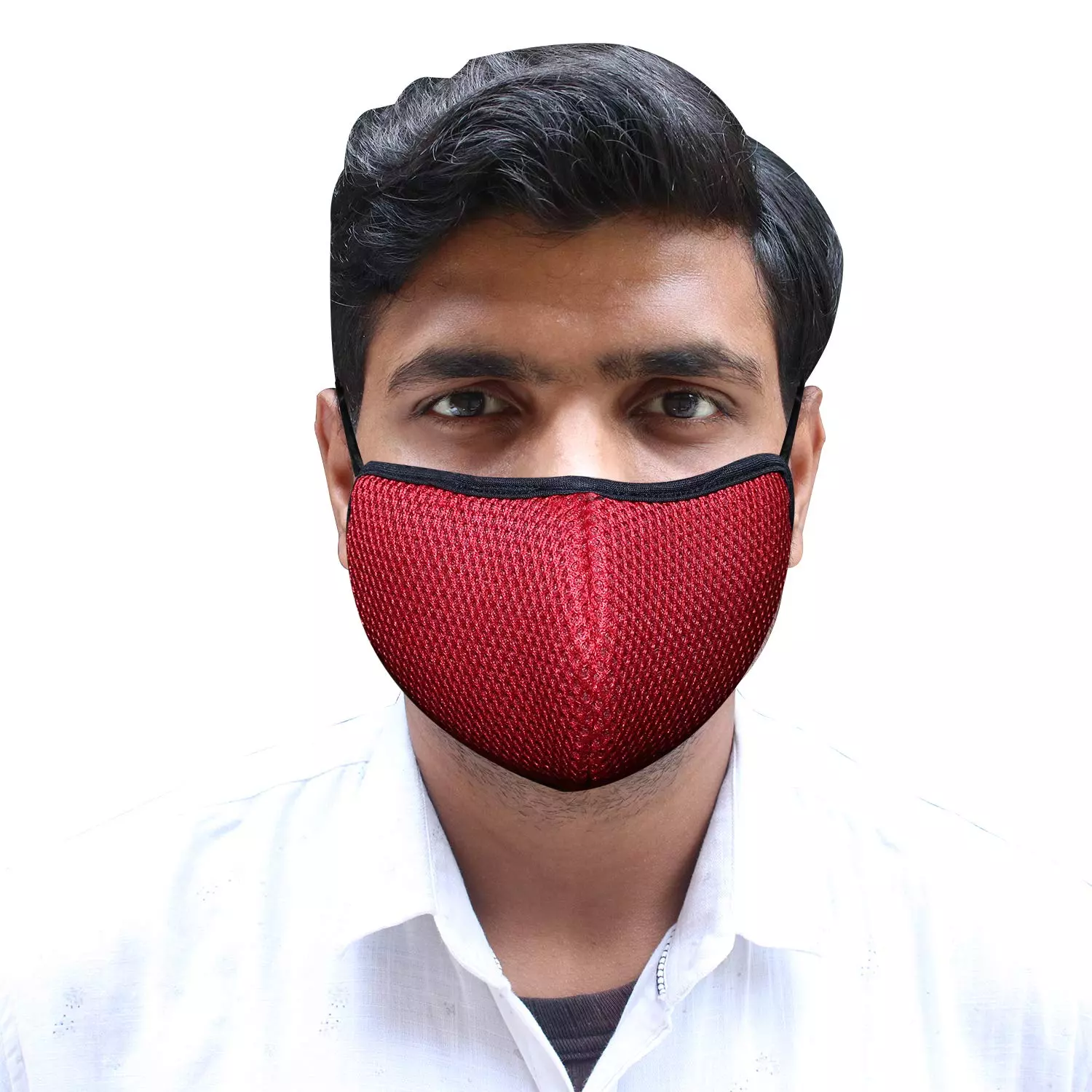 Oriley ORSM24 Air Mesh 3 Layer Face Mask with Adjustable Headband Red (Pack of 10 Pcs)