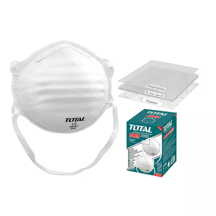Total TSP401 Polypropylene, Pp Filter Fibre, And Polyester FFP2 Dust Mask White