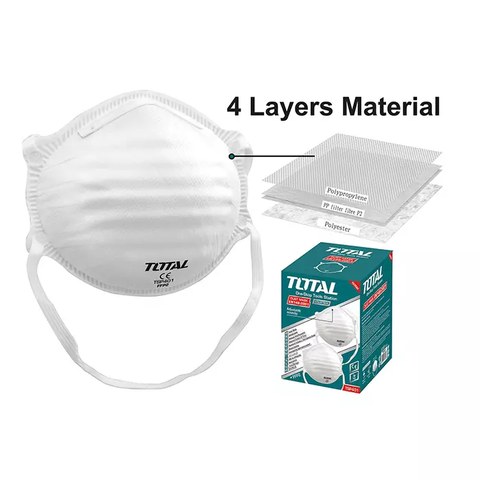 Total TSP401 Polypropylene, Pp Filter Fibre, And Polyester FFP2 Dust Mask White
