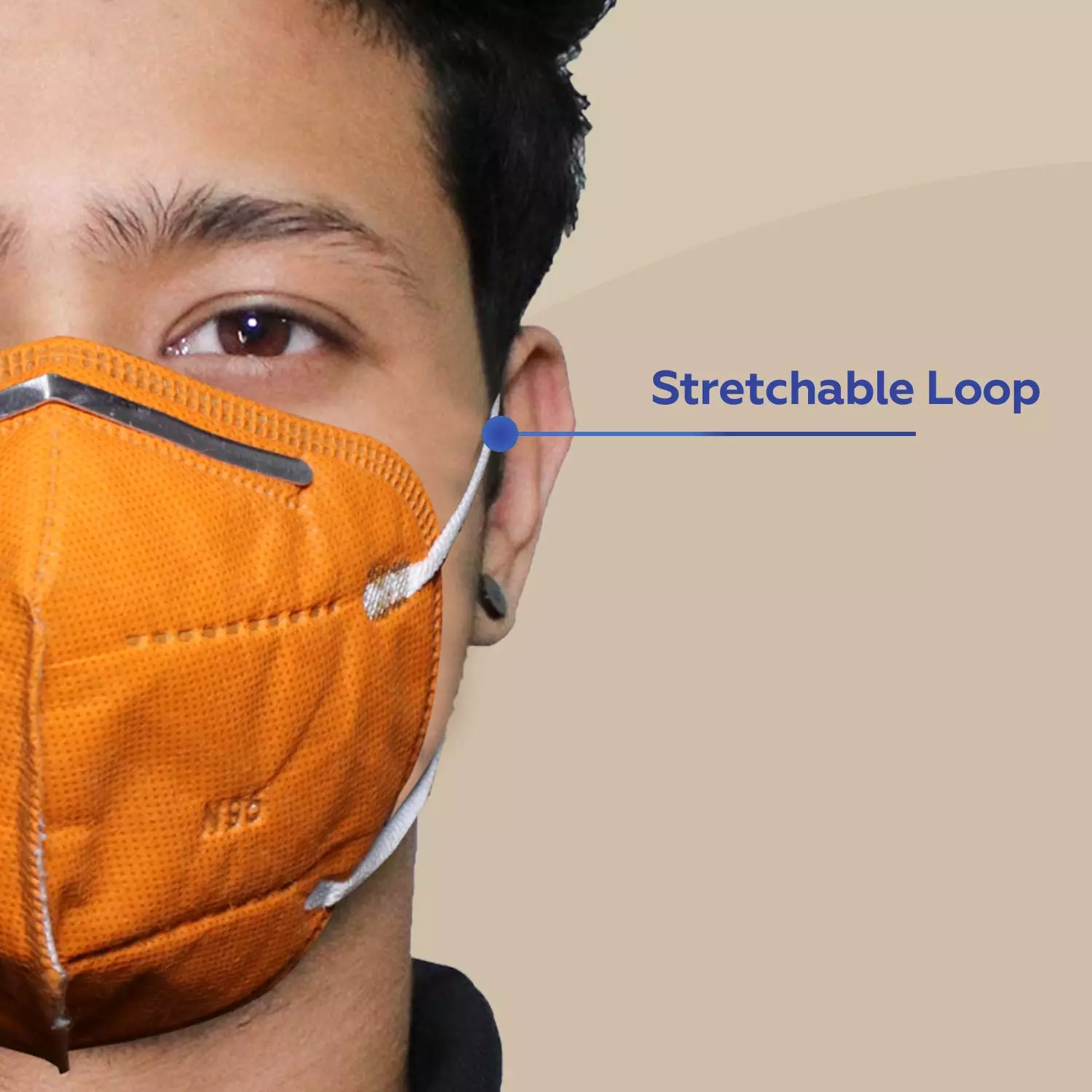 Thump N95 5 Layer Disposable Face Mask with Nose Pin and Earloop Orange