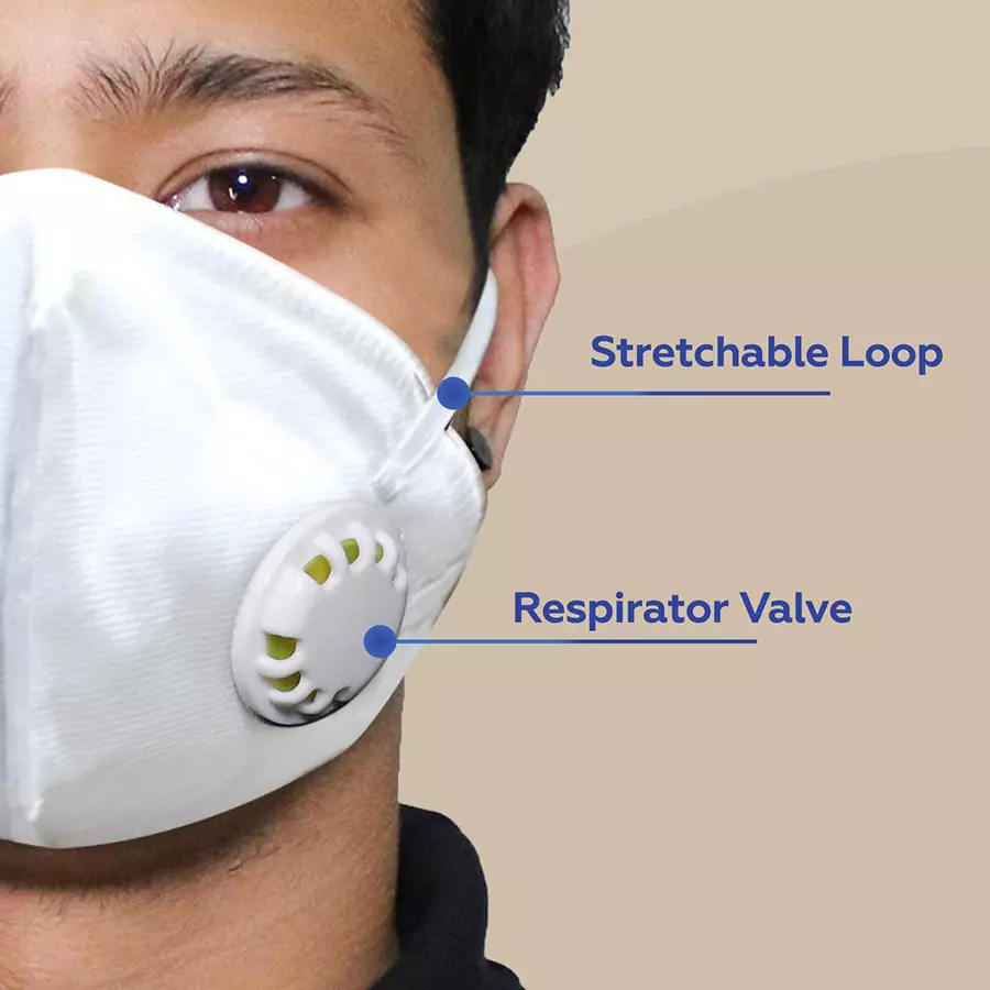Oriley PI-N95 Face Mask with Breathing Valve White OPN9505