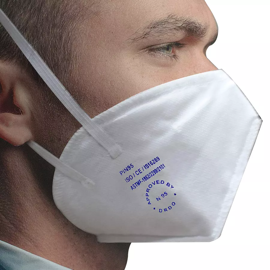 Thump PI-N95 Face Mask with Breathing Valve White TH5144 (Pack of 2 Pcs)