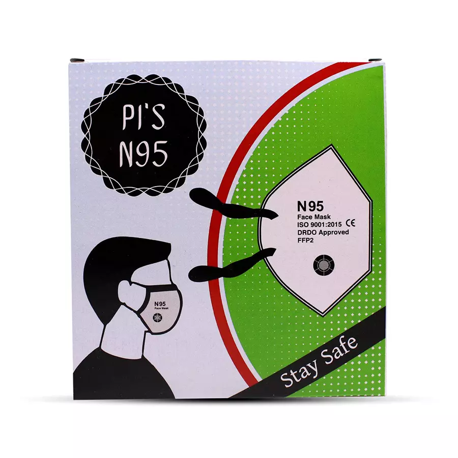 Thump PI-N95 Face Mask with Breathing Valve White TH5144 (Pack of 2 Pcs)