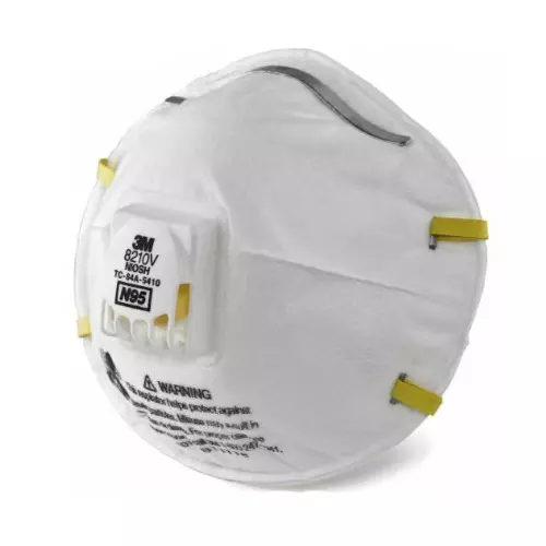 3M Particulate Respirator with Exhalation Valve Cup Type N95 Class White Free Size, 8210 V (Pack of 10)