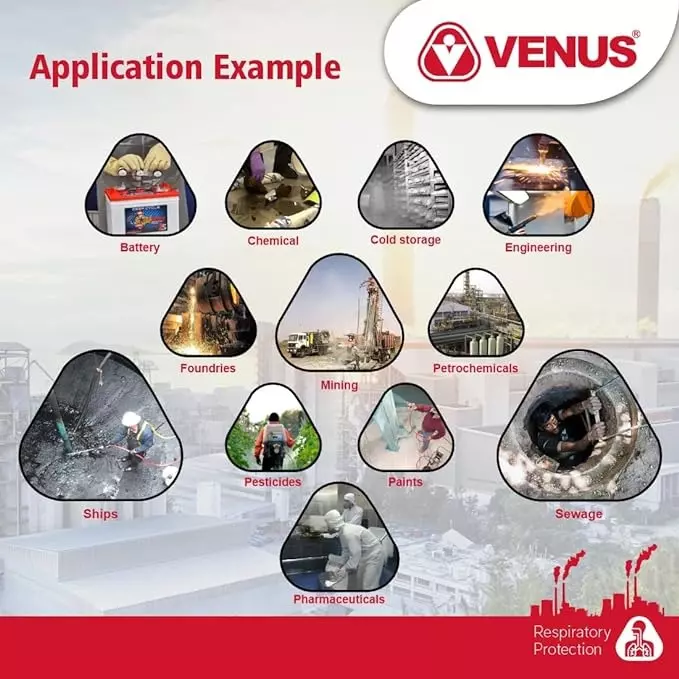 Venus V 500 Mask With Single Gas Cartridge (Pack Of 3 Pcs)