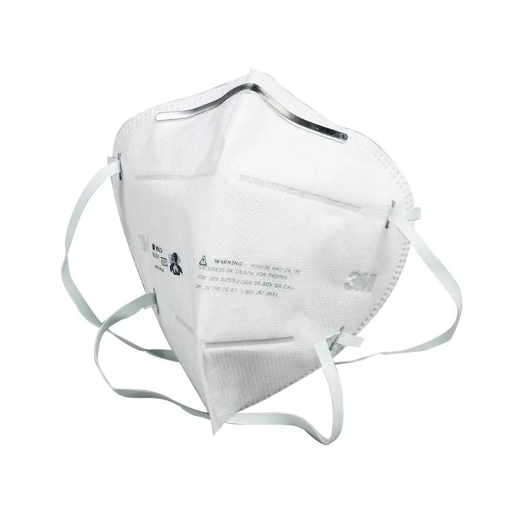 3M Universal Fit N-95 Nose Mask Cup-Shaped Free Size White for Dust Pollution Protection Use, 9010 (Pack of 35 Pcs)