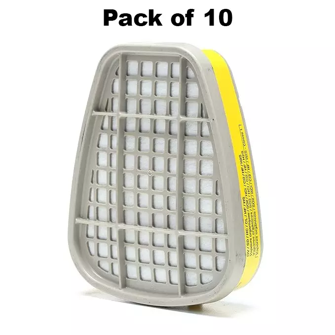 3M Organic Vapor Acid Gas Cartridge Yellow & Grey for Oil & Gas, Food Safety, 6003 (Pack of 10 Set)