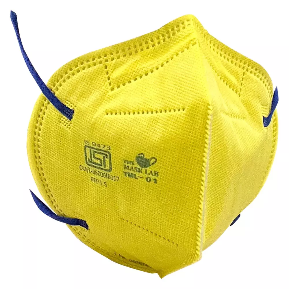 The Mask Lab Face Mask C Shape Polypropylene Head Loop Yellow for Industrial Safety & Medical Purpose, TML-01 50 Pcs