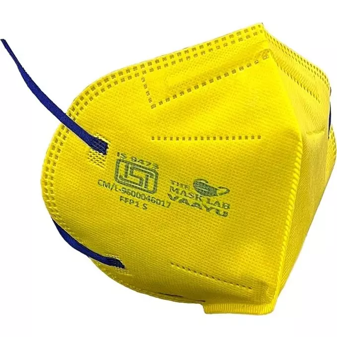 The Mask Lab Face Mask C Shape Polypropylene Head Loop Yellow for Industrial Safety & Medical Purpose, VAAYU 80 Pcs