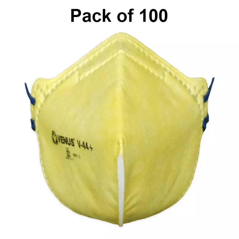 venus-fold-flat-v-style-safety-face-mask-free-size-yellow-color-v-44-pack-of-100