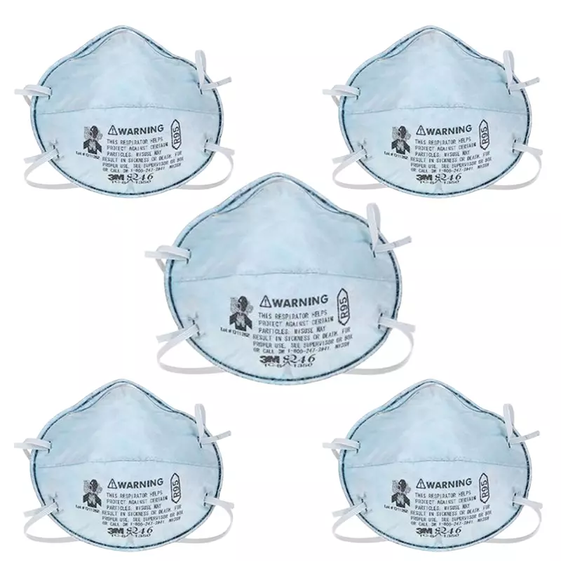 3M Particulate Respirator with Nuisance Level Acid Gas Relief R95 Filter Class Grey, 8246 R95 (Pack of 5)
