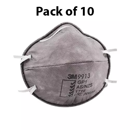 3M Particulate Respirator Mask Cup Type Grey Free Size, 9913IN+ (Pack of 10)