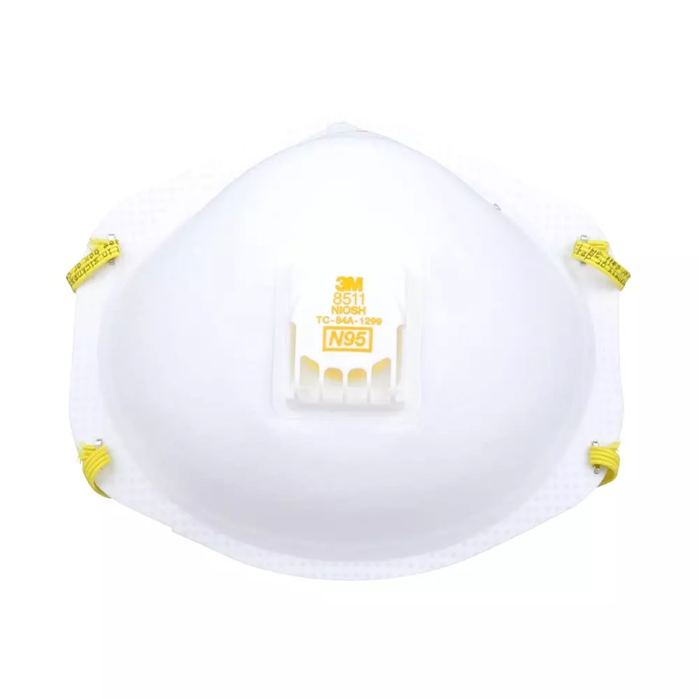 3M Universal Fit Nose Mask Cup-Shaped Standard Size White Braided Elastic for Dust Pollution Protection Use, 8511