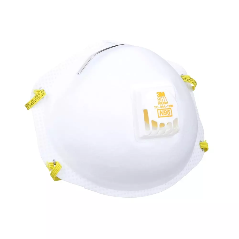 3M Universal Fit Nose Mask Cup-Shaped Standard Size White Braided Elastic for Dust Pollution Protection Use, 8511 (Pack of 5 Pcs)