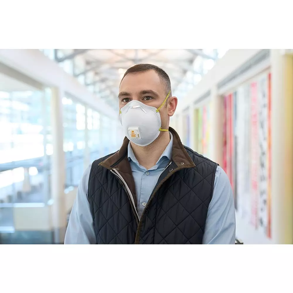 3M Universal Fit Nose Mask Cup-Shaped Standard Size White Braided Elastic for Dust Pollution Protection Use, 8511 (Pack of 5 Pcs)