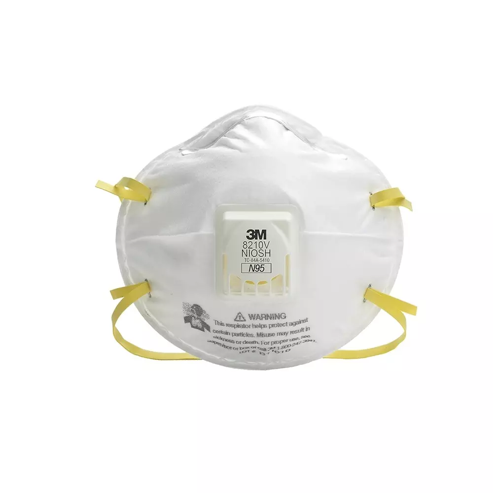 3M Universal Fit N-95 Nose Mask with Volv Cup-Shaped Standard Size White Polyisoprene for Dust Pollution Protection Use, 8210 (Pack of 35 Pcs)