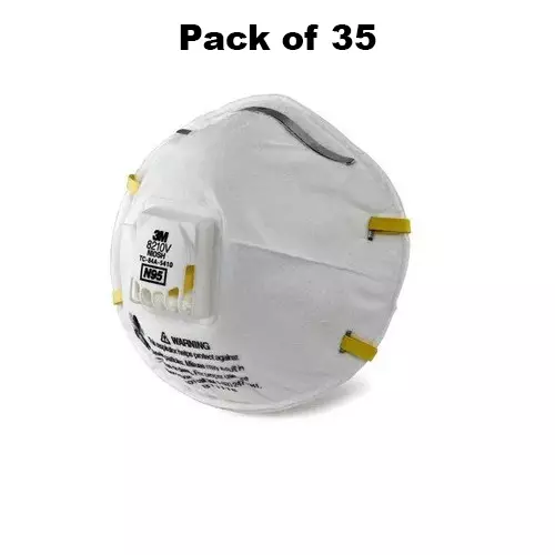 3M Universal Fit N-95 Nose Mask with Volv Cup-Shaped Standard Size White Polyisoprene for Dust Pollution Protection Use, 8210 (Pack of 35 Pcs)