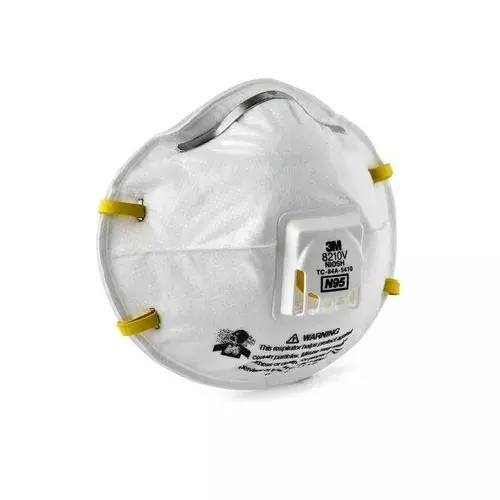 3M Universal Fit N-95 Nose Mask with Volv Cup-Shaped Standard Size White Polyisoprene for Dust Pollution Protection Use, 8210 (Pack of 35 Pcs)
