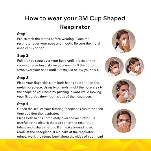 3M Universal Fit N-95 Nose Mask with Volv Cup-Shaped Standard Size White Polyisoprene for Dust Pollution Protection Use, 8210 (Pack of 35 Pcs)
