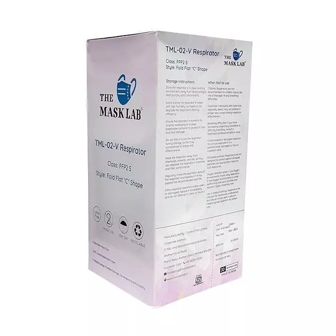 The Mask Lab Face Mask With Valve C Shape Polypropylene Head Loop Yellow for Industrial Safety & Medical Purpose, TML-02-V 30 Pcs