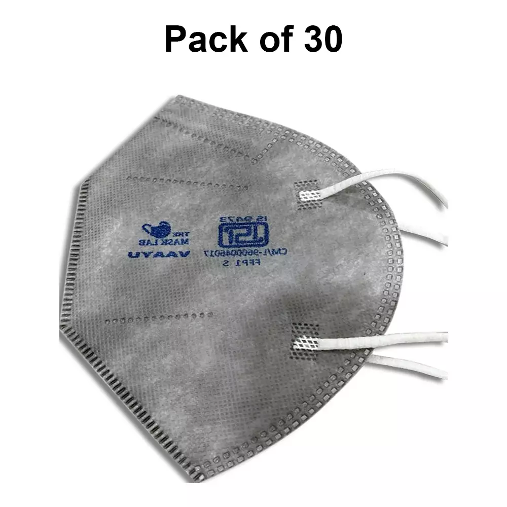 The Mask Lab Face Mask C Shape Polypropylene Ear Loop Grey for Industrial Safety & Medical Purpose, VAAYU (Pack of 80 Pcs)