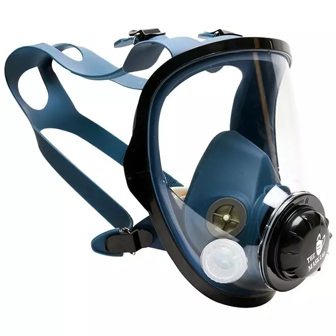 The Mask Lab Full Face Gas Mask Without Air Filters Silicone Head Loop Grey for Industrial Safety & Medical Purpose, TML-9800 1 Pc