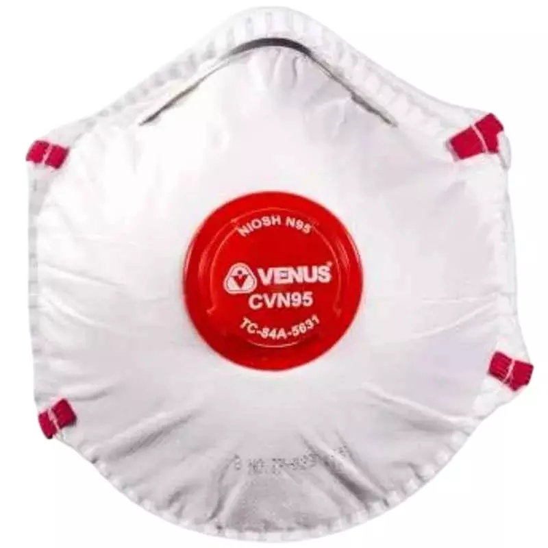 Venus N95 Face Mask 1 Layers 1 Latex Free Braided Textile Elastic White