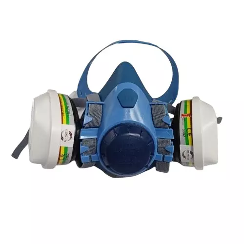 Udyogi Half-Face Mask with 8106PR Filter Adjustable Strap Blue Silicon for Industrial Use, Res-Protek 9000 (Pack of 5 Pcs)