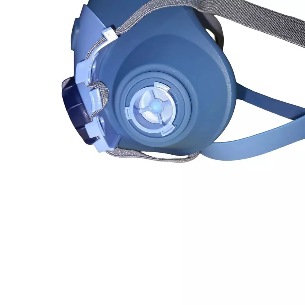 udhyogi-half-face-mask-with-8106pr-filter-adjustable-strap-blue-silicon-for-industrial-use-res-protek-9000-pack-of-5-pcs