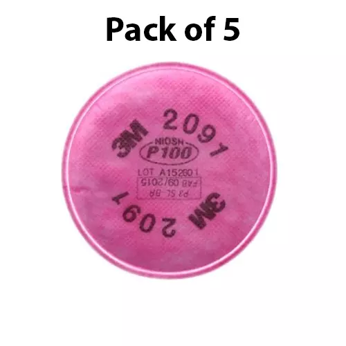 3M Particulate Filter Non Woven P100 Class for Face Mask Magenta, 2091 (Pack of 5)