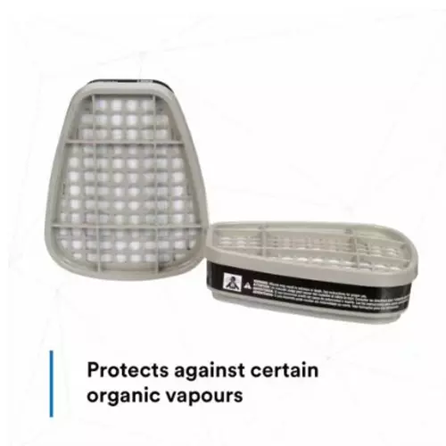 3M Organic Vapor Cartridge for Face Mask Grey, 6001 (Pack of 5)