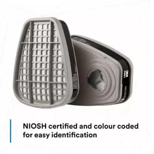 3M Organic Vapor Cartridge for Face Mask Grey, 6001 (Pack of 5)