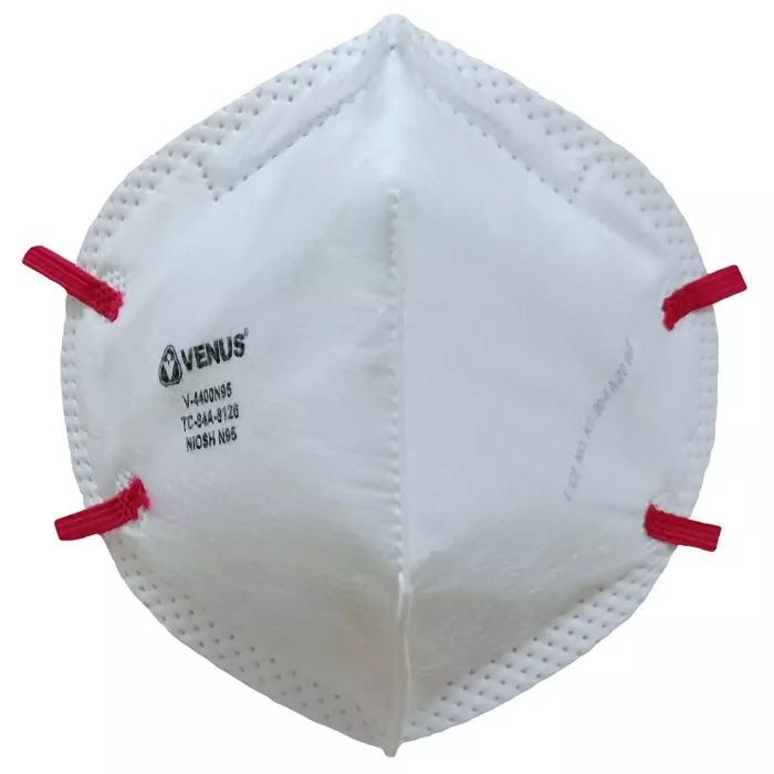 Venus V-4400 N95 Fold-Flat Particulate Respirator N95 Electrostatic PP-MB FFP1 S Filter Class White, 130404401 (Pack of 500)