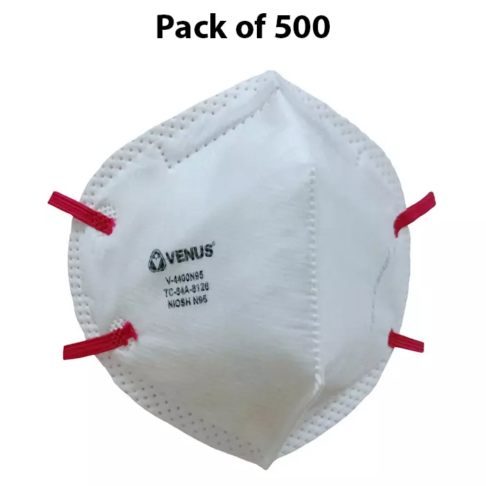 Venus V-4400 N95 Fold-Flat Particulate Respirator N95 Electrostatic PP-MB FFP1 S Filter Class White, 130404401 (Pack of 500)