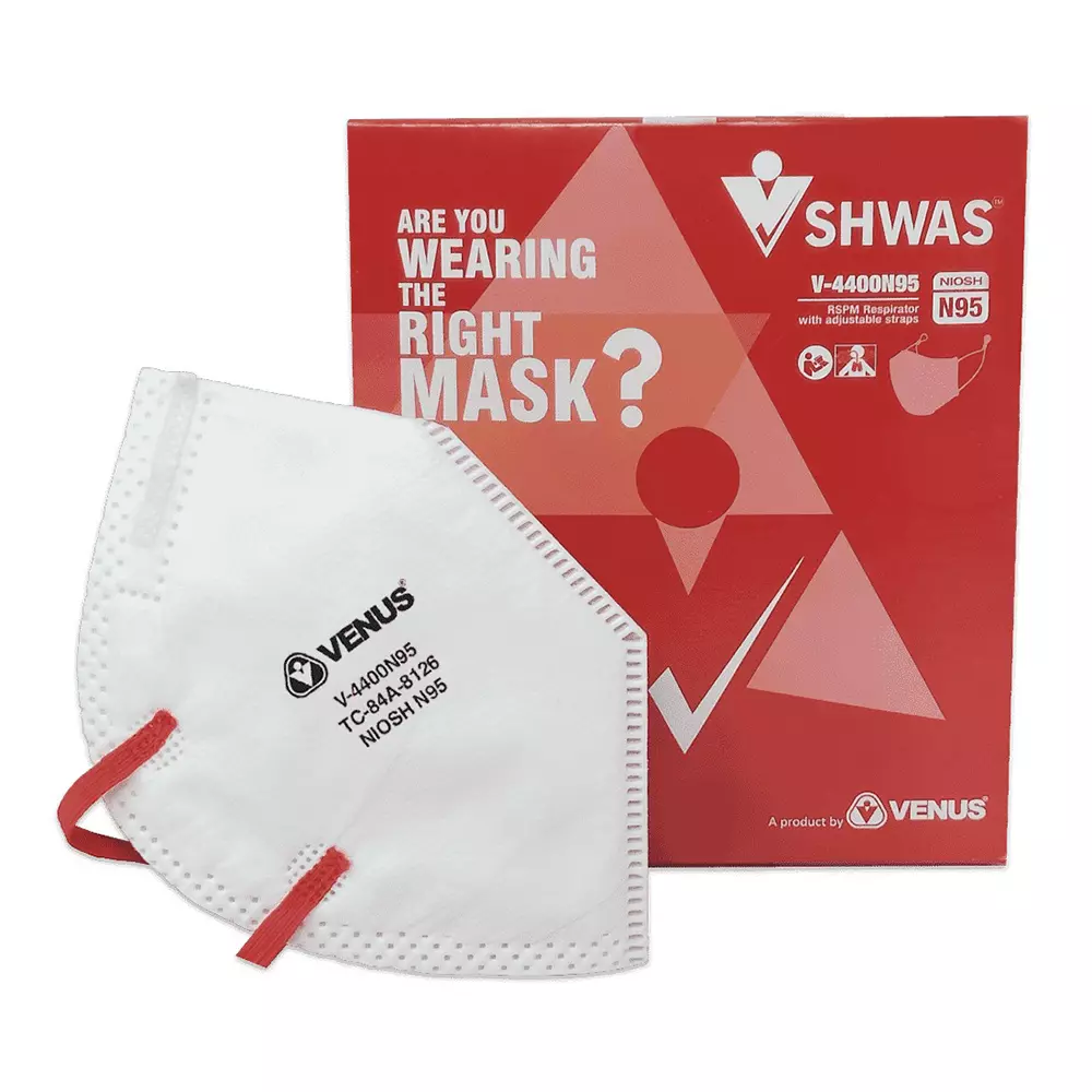 Venus V-4400 N95 Fold-Flat Particulate Respirator N95 Electrostatic PP-MB FFP1 S Filter Class White, 130404401 (Pack of 500)