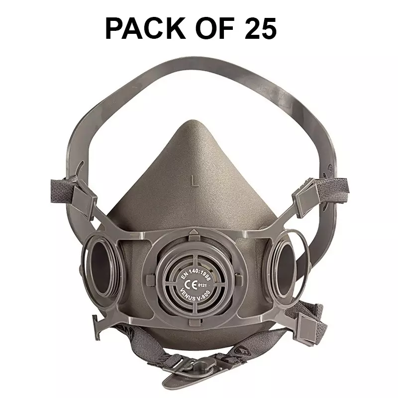 Venus N95 Half Nose Safety Face Mask without Cartridge Grey for Ships & Sewage Use, V-800 (Pack of 25 Pcs)